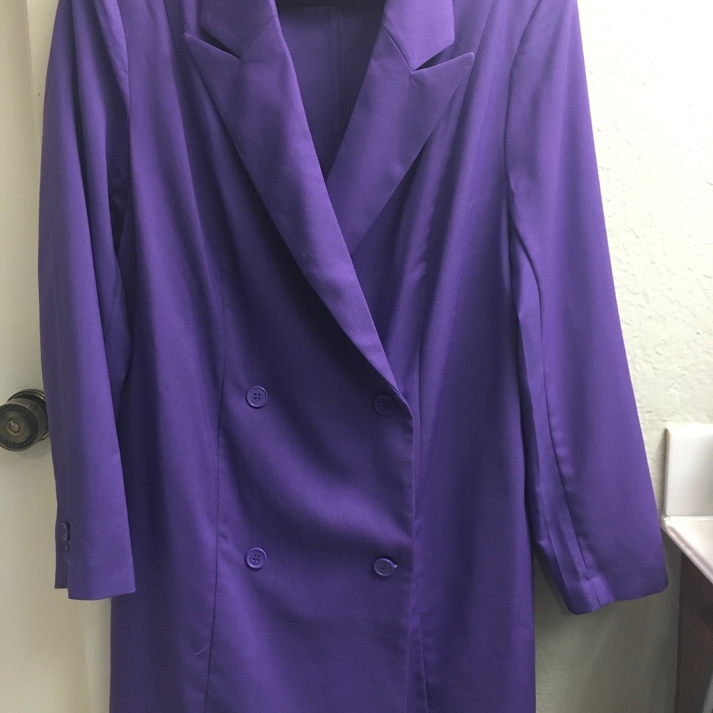 H&M Purple Double-Breasted Blazer Coat